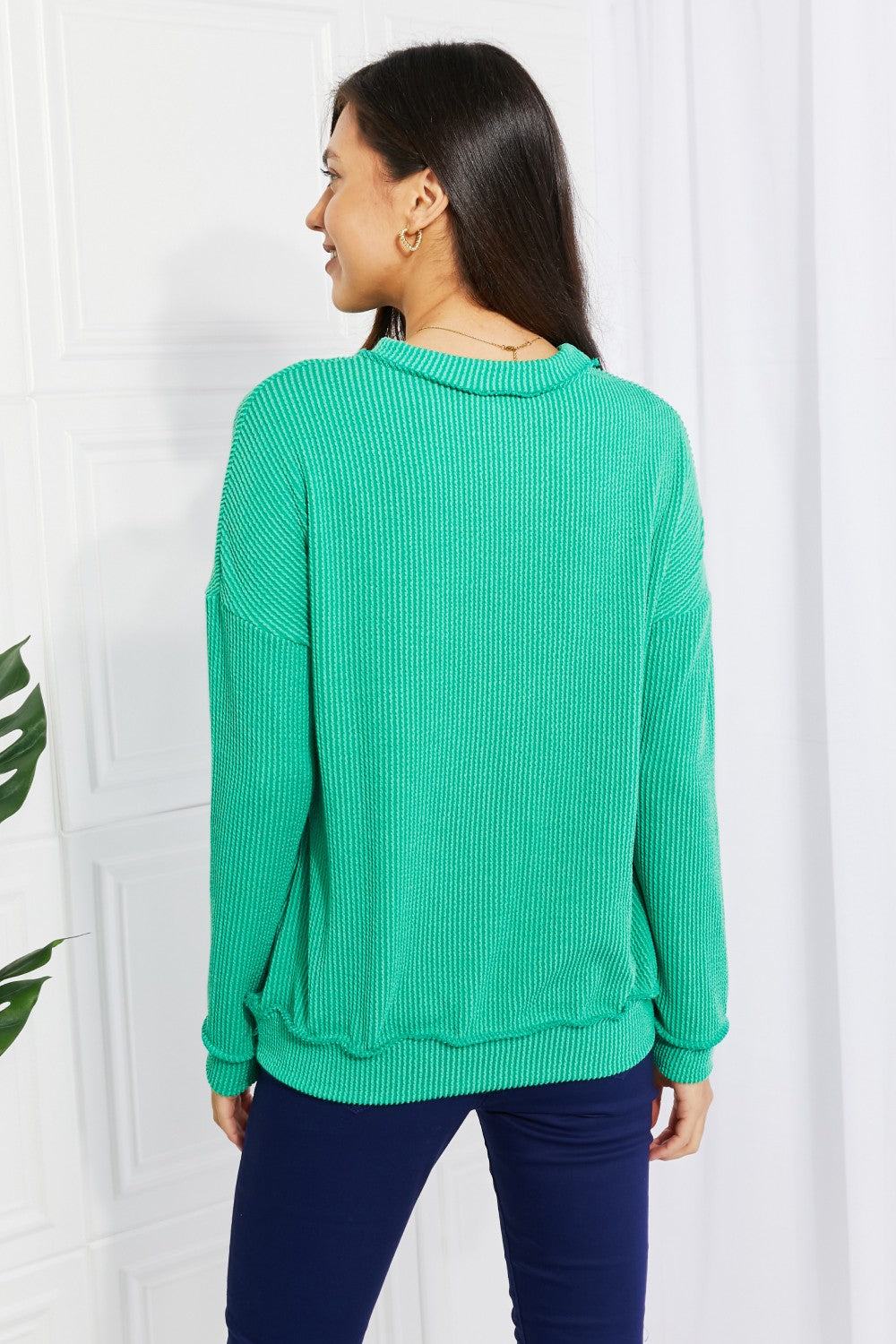 Livin' Life Ribbed Top - Kelly Green