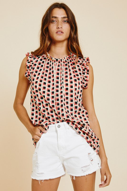 Ruffled Mock Neck Top