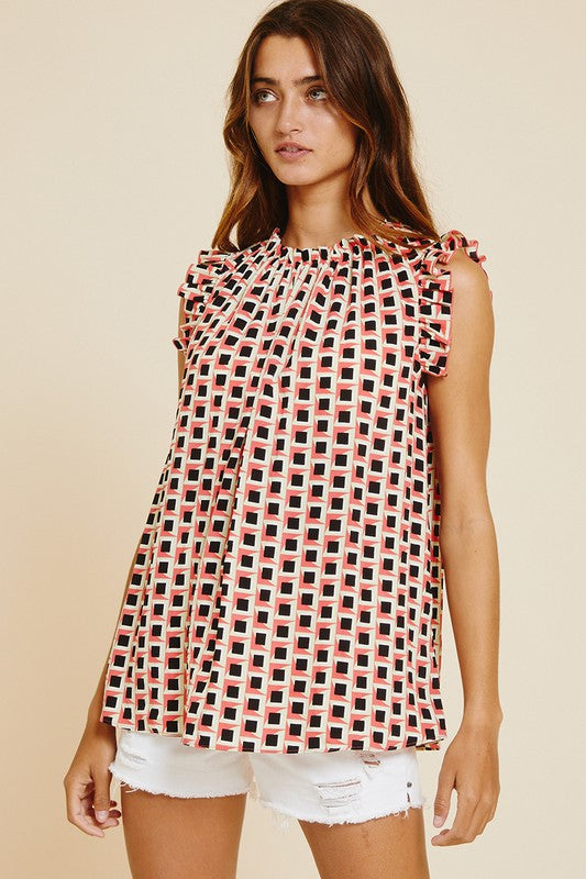 Ruffled Mock Neck Top