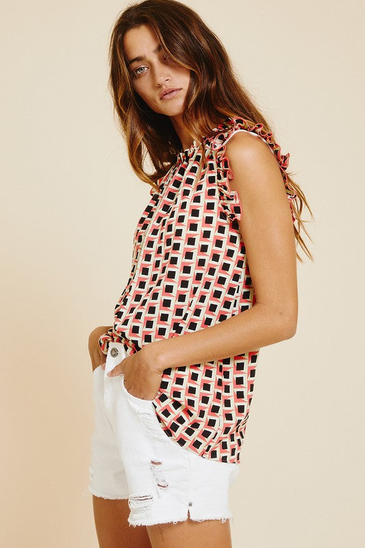 Ruffled Mock Neck Top