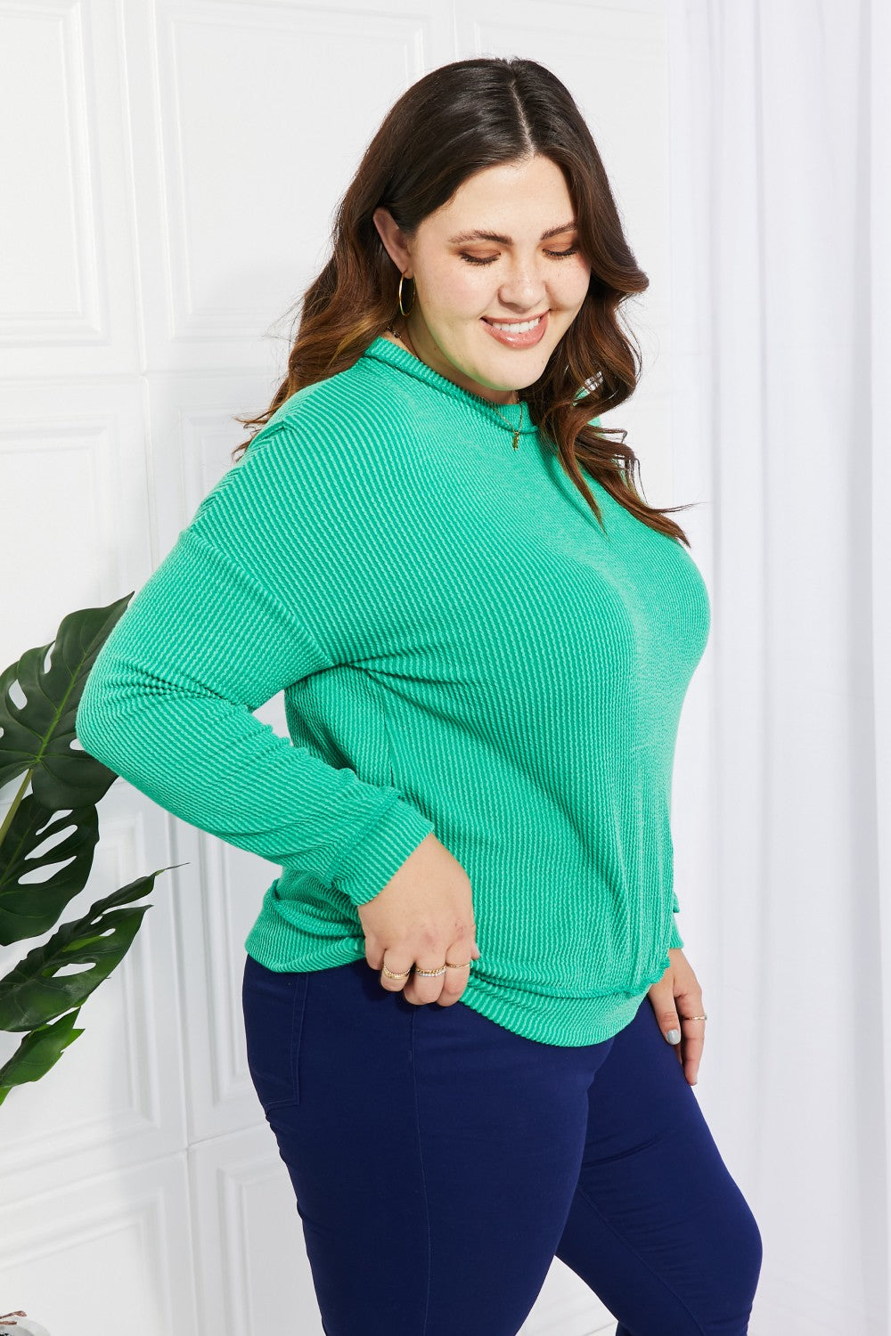 Livin' Life Ribbed Top - Kelly Green