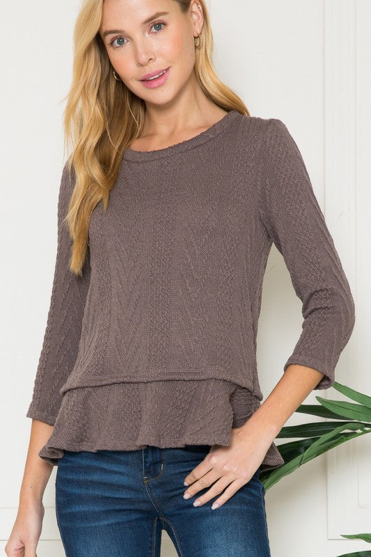 In the Details Ruffle Knit Top - Coco