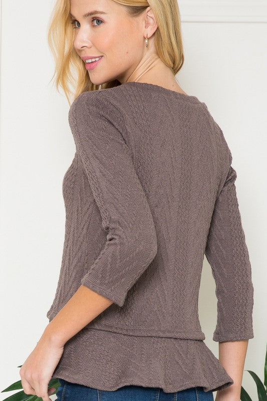 In the Details Ruffle Knit Top - Coco