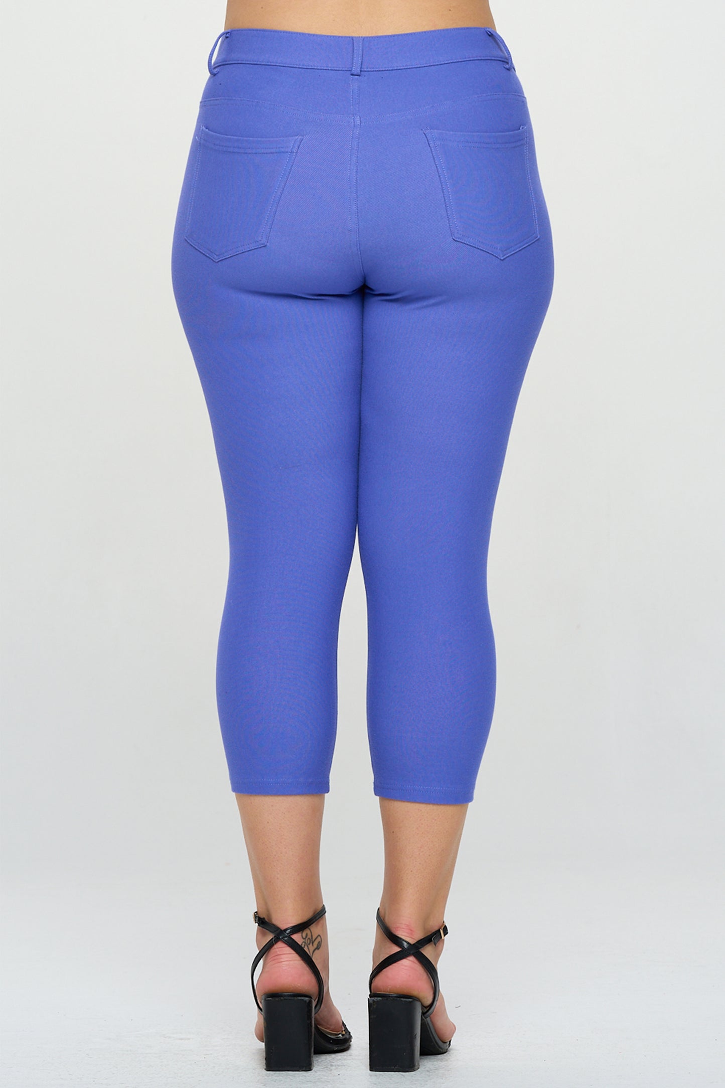 Double Take 5 Pocket Capri Jeggings - Periwinkle