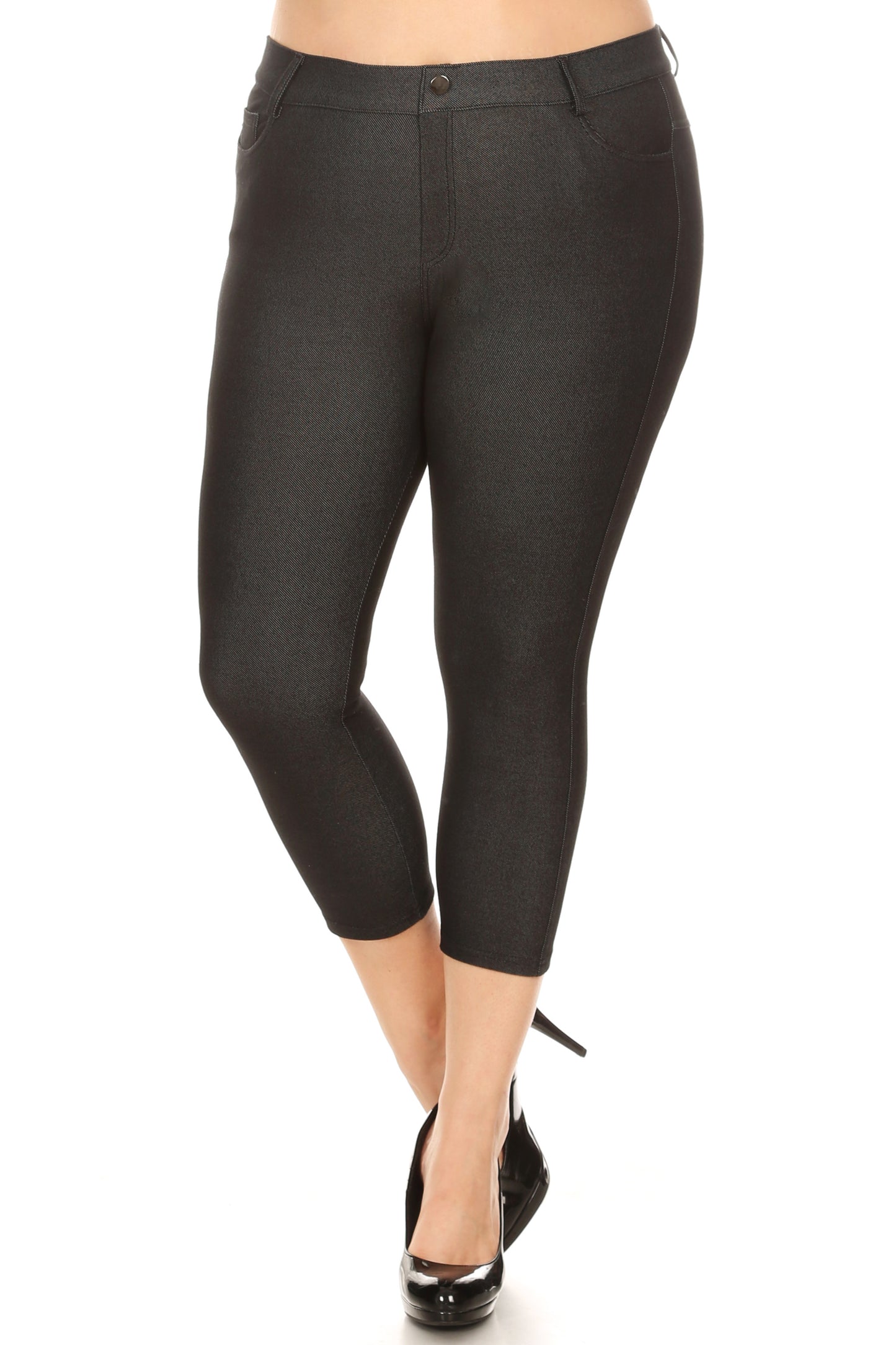 Double Take 5 Pocket Capri Jeggings - Black