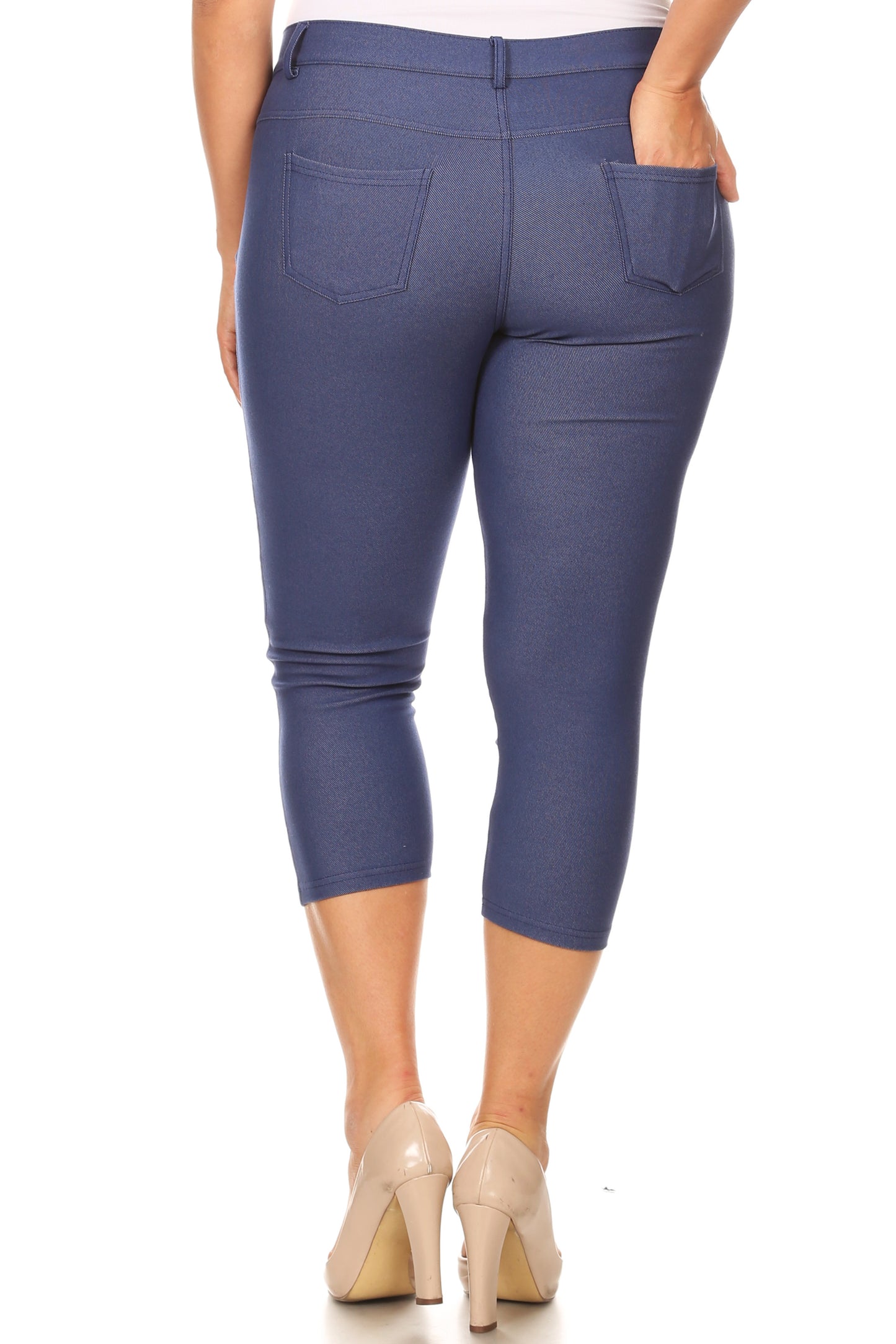 Double Take 5 Pocket Capri Jeggings - Denim Blue