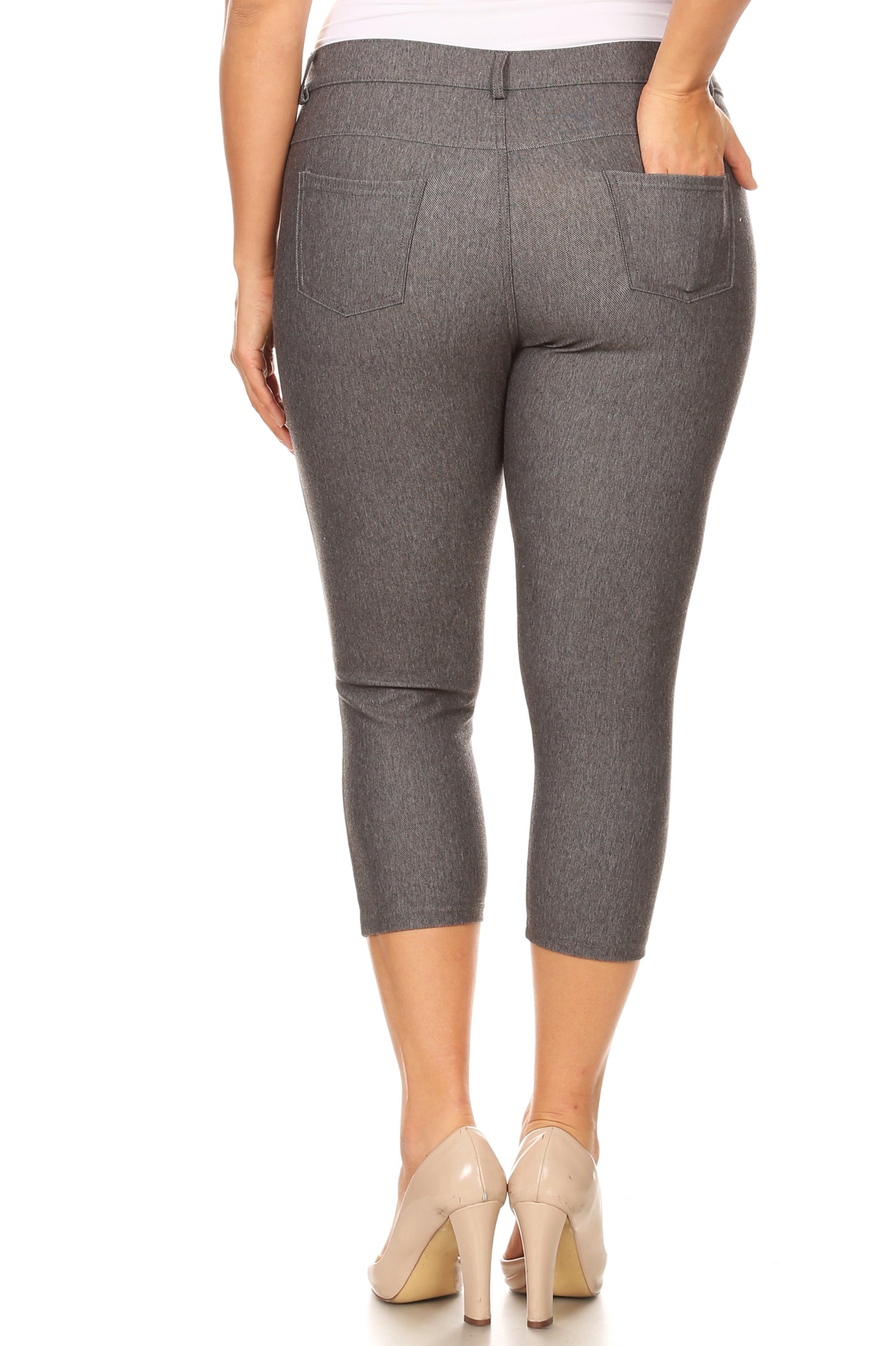 Double Take 5 Pocket Capri Jeggings - Gray