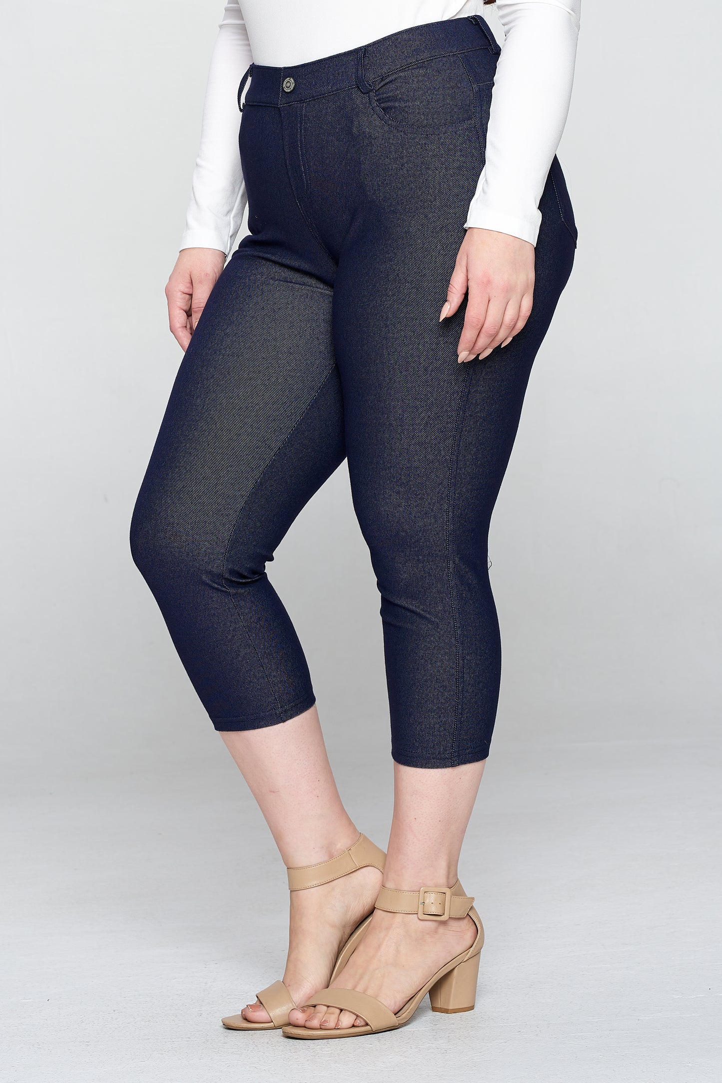 Double Take 5 Pocket Capri Jeggings - Navy