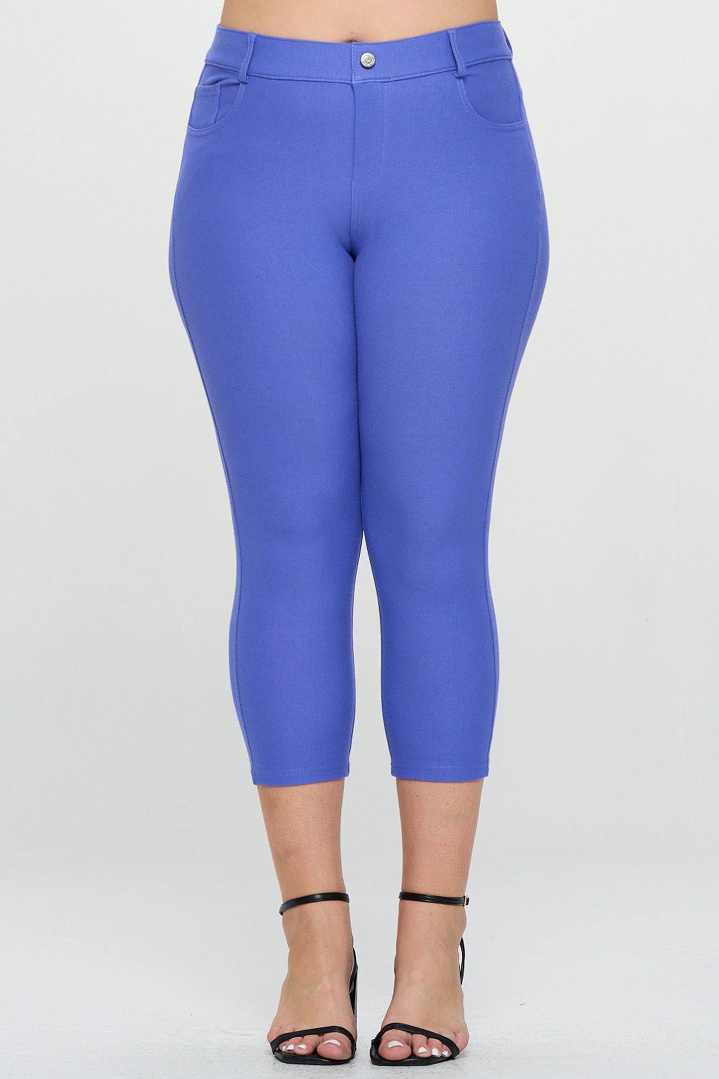 Double Take 5 Pocket Capri Jeggings - Periwinkle