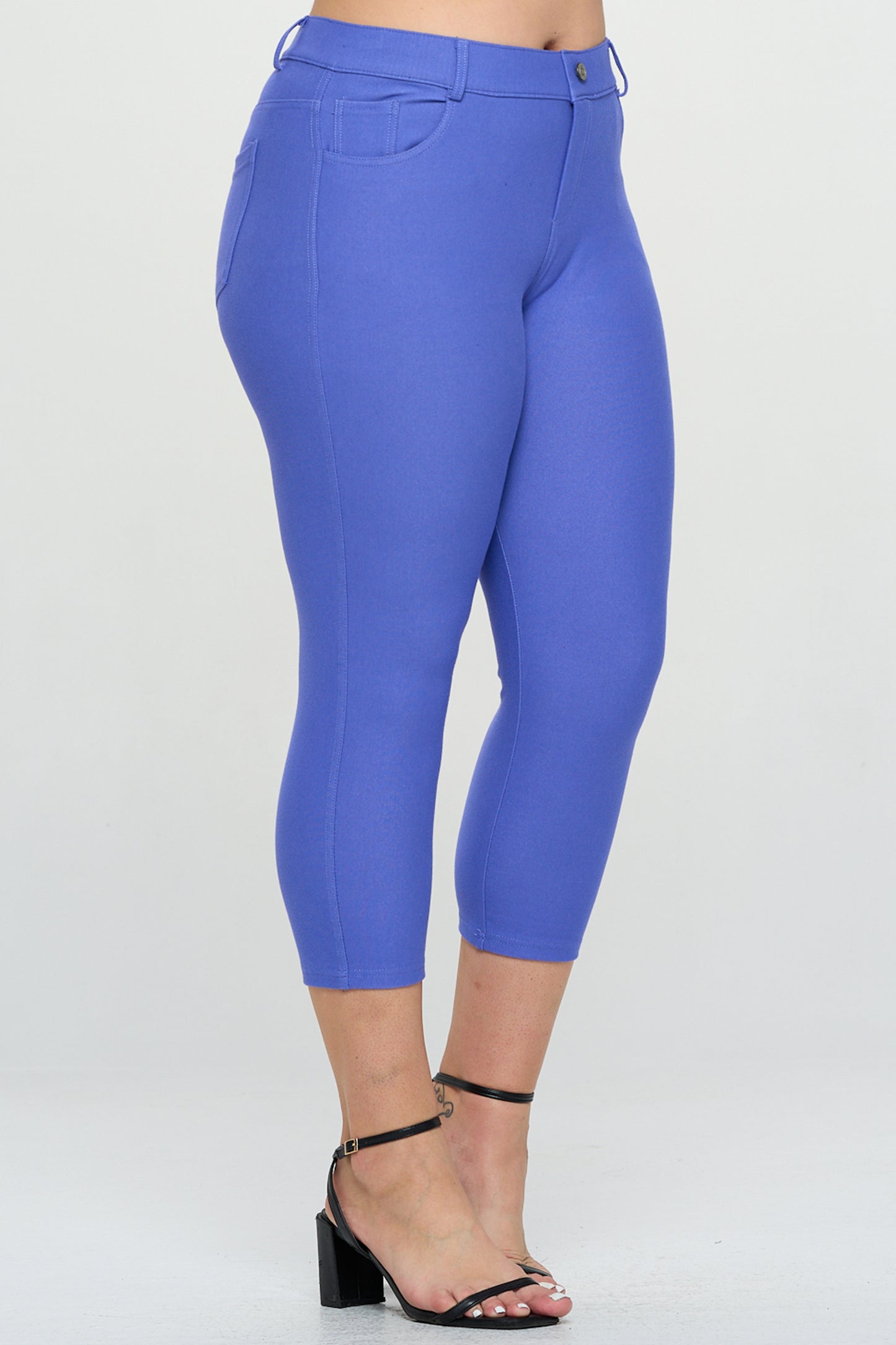 Double Take 5 Pocket Capri Jeggings - Periwinkle