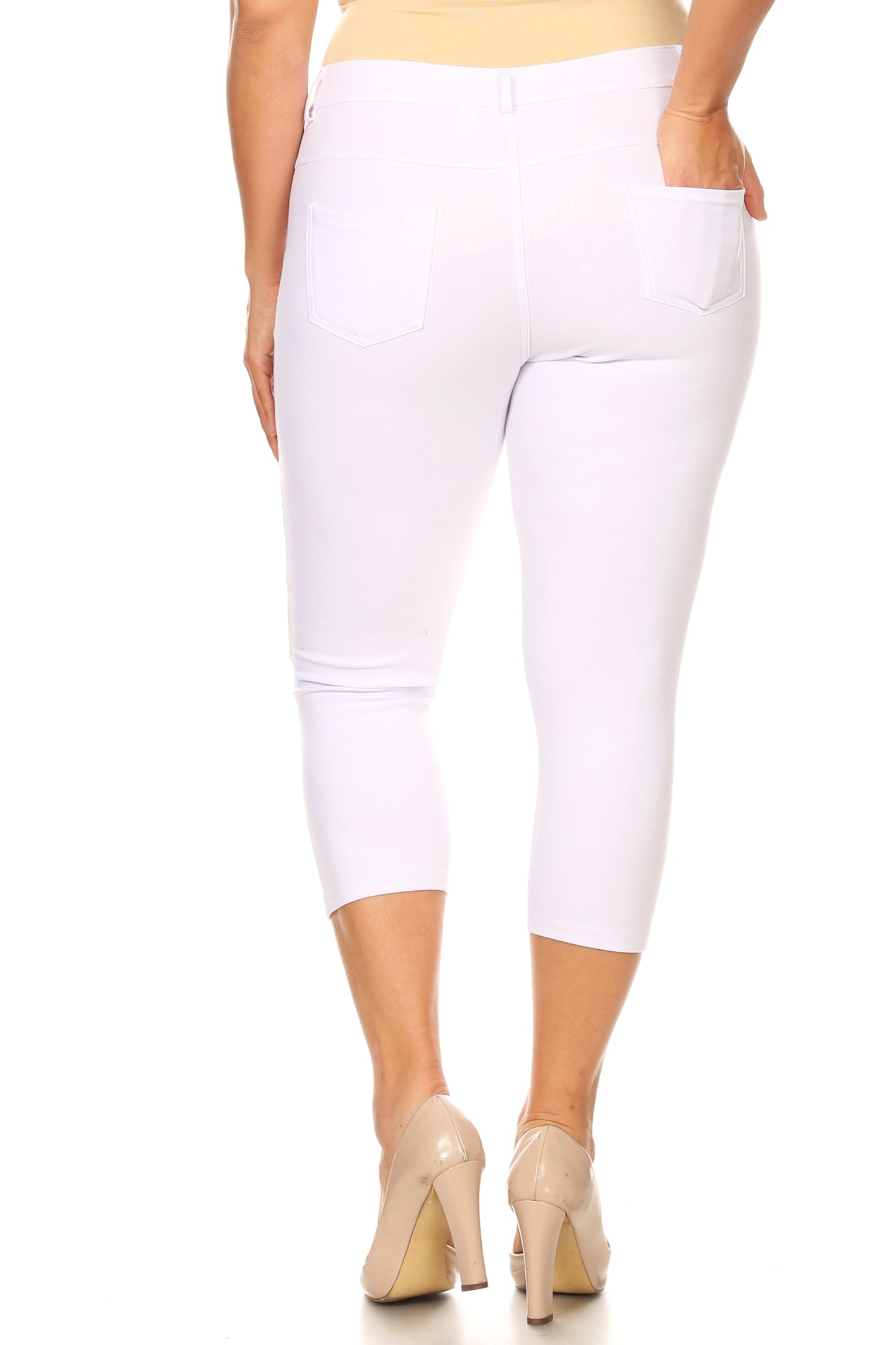 Double Take 5 Pocket Capri Jeggings - White