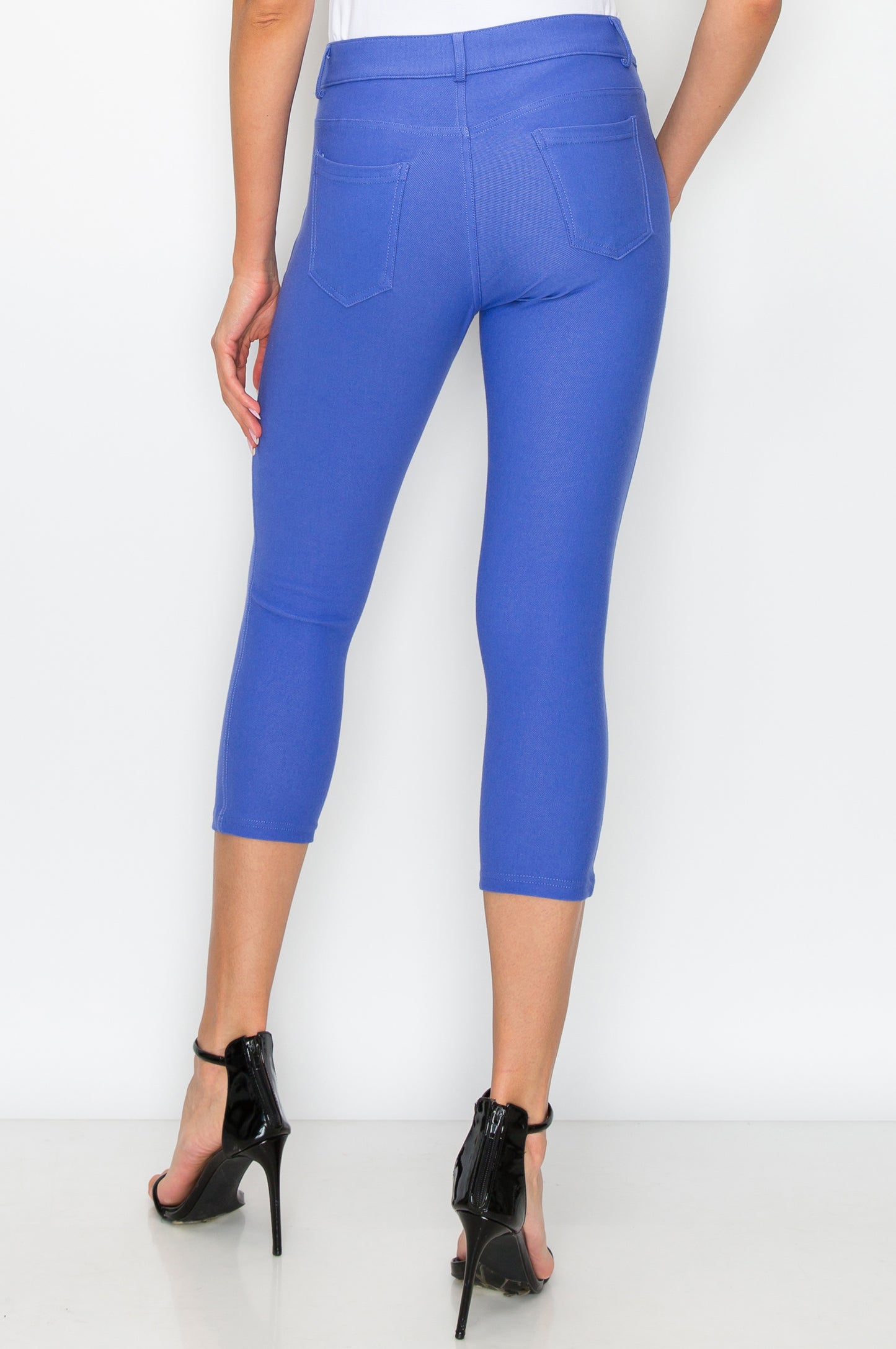 Double Take 5 Pocket Capri Jeggings - Periwinkle
