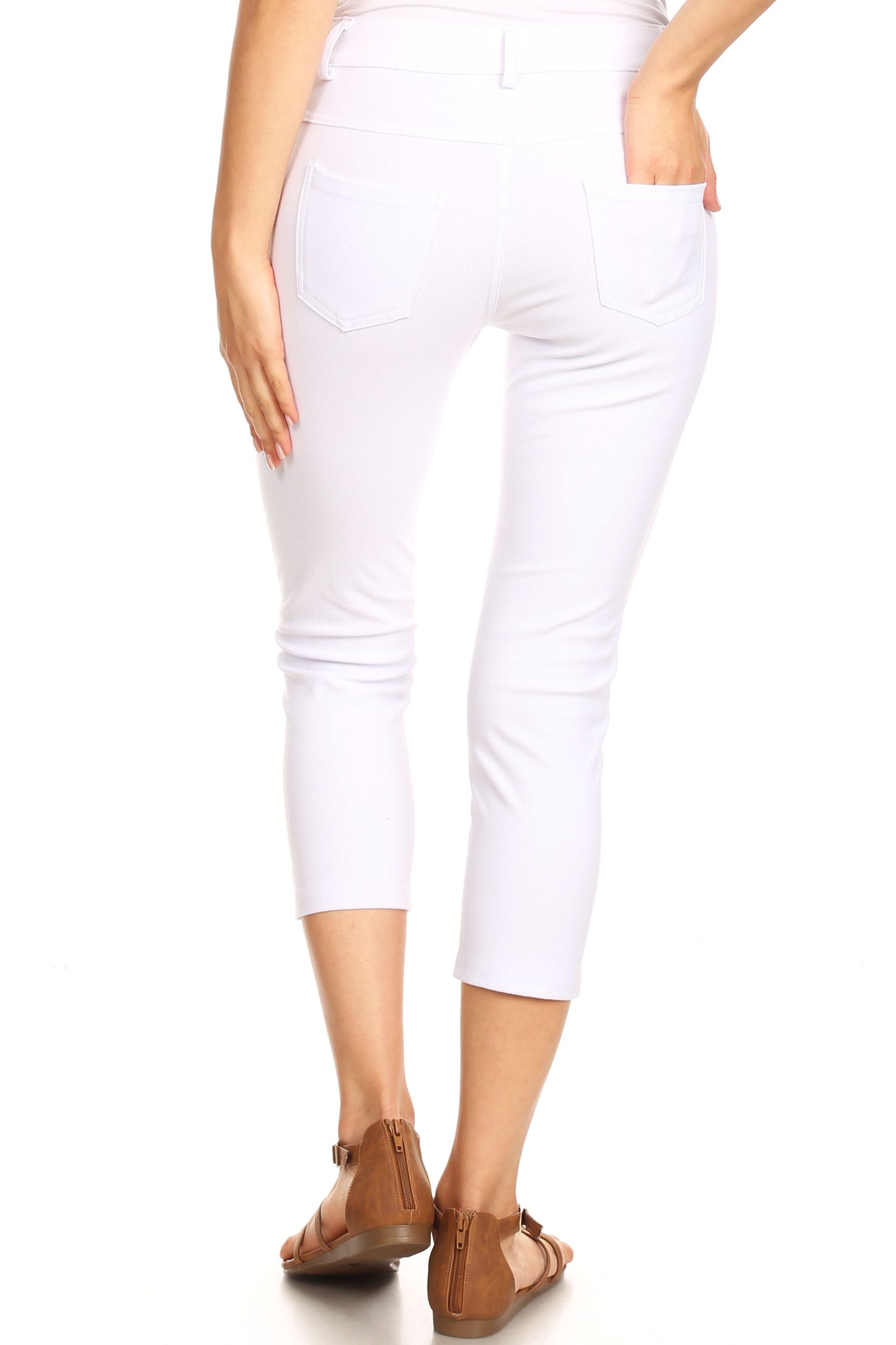 Double Take 5 Pocket Capri Jeggings - White