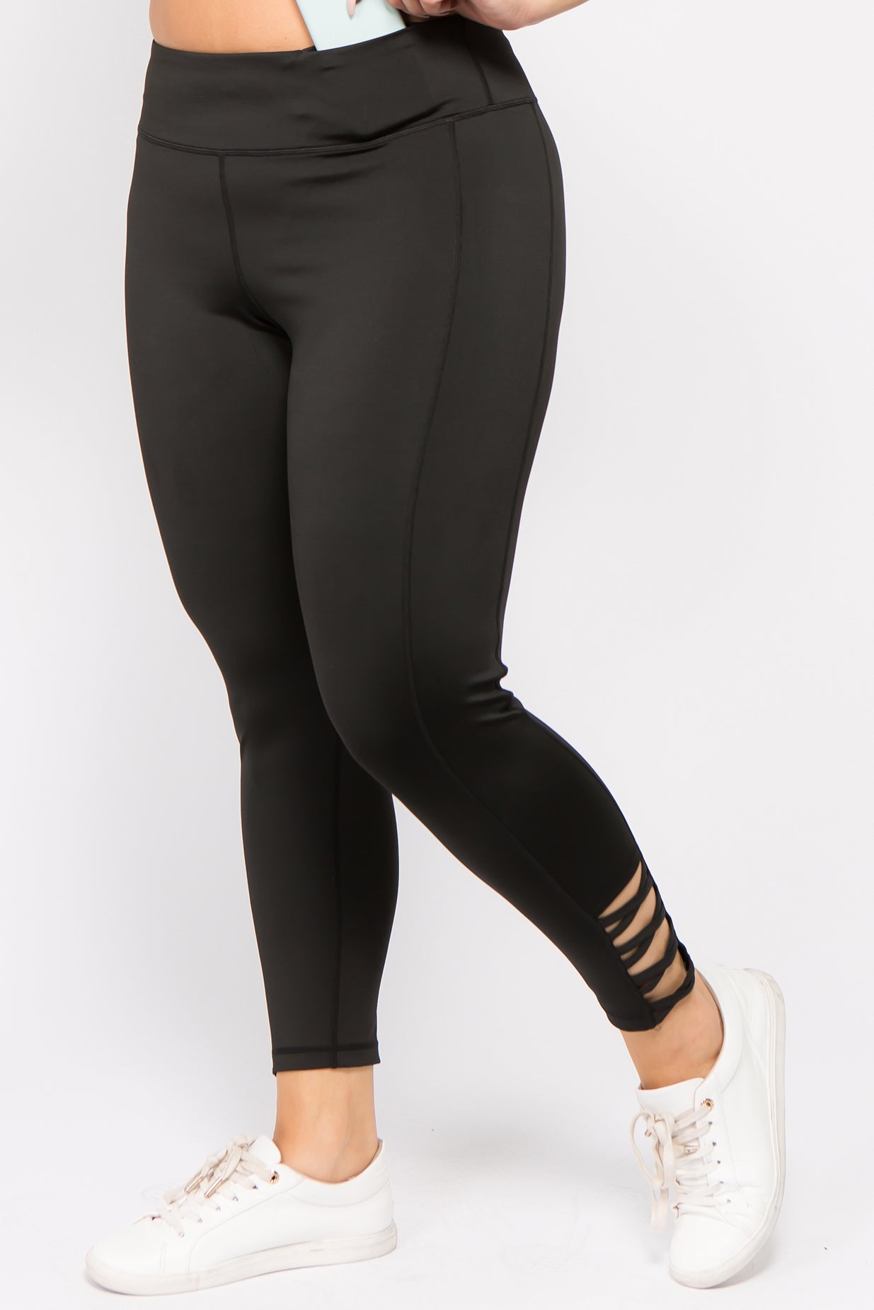 Ankle Lattice Leggings - Black