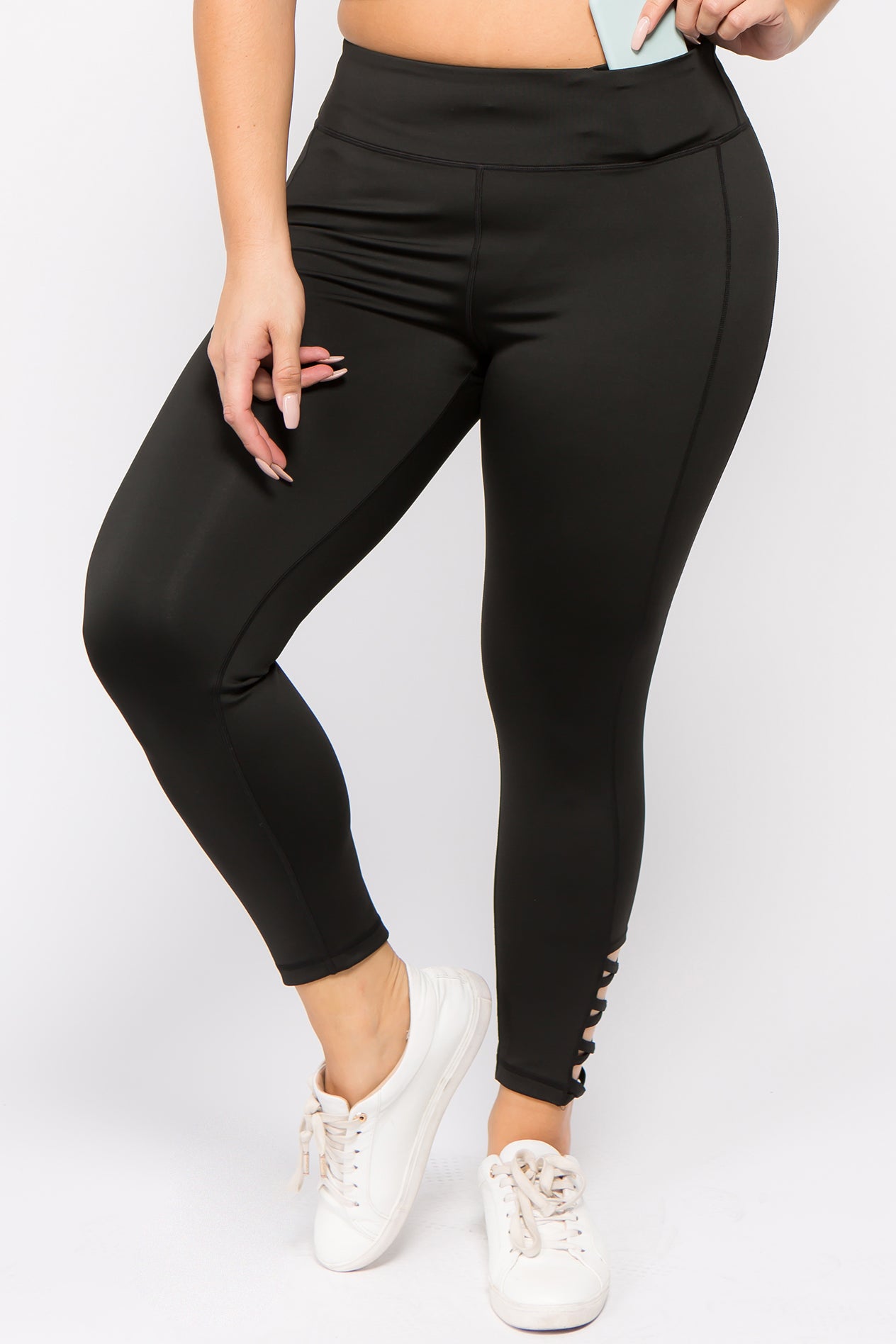 Ankle Lattice Leggings - Black