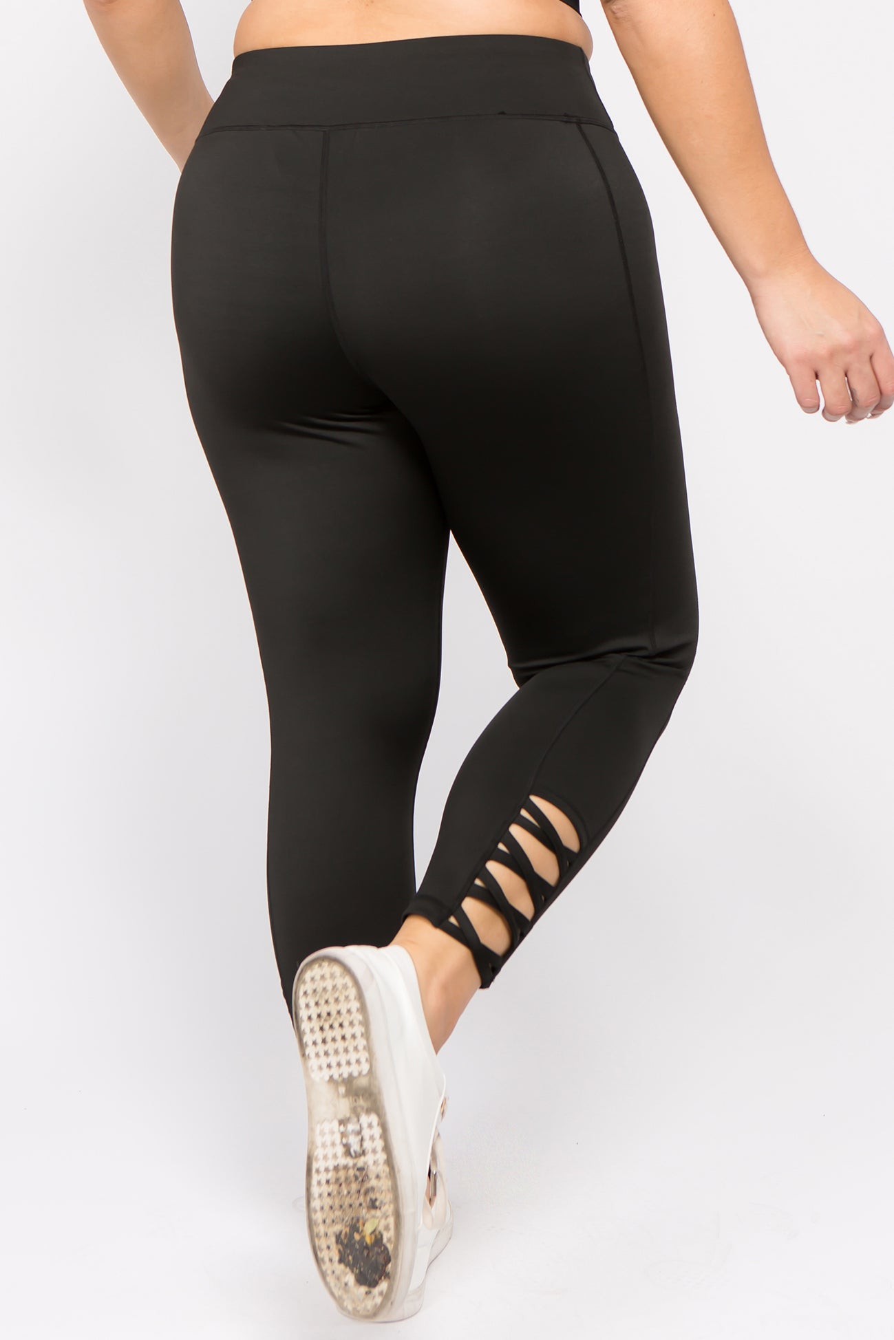 Ankle Lattice Leggings - Black