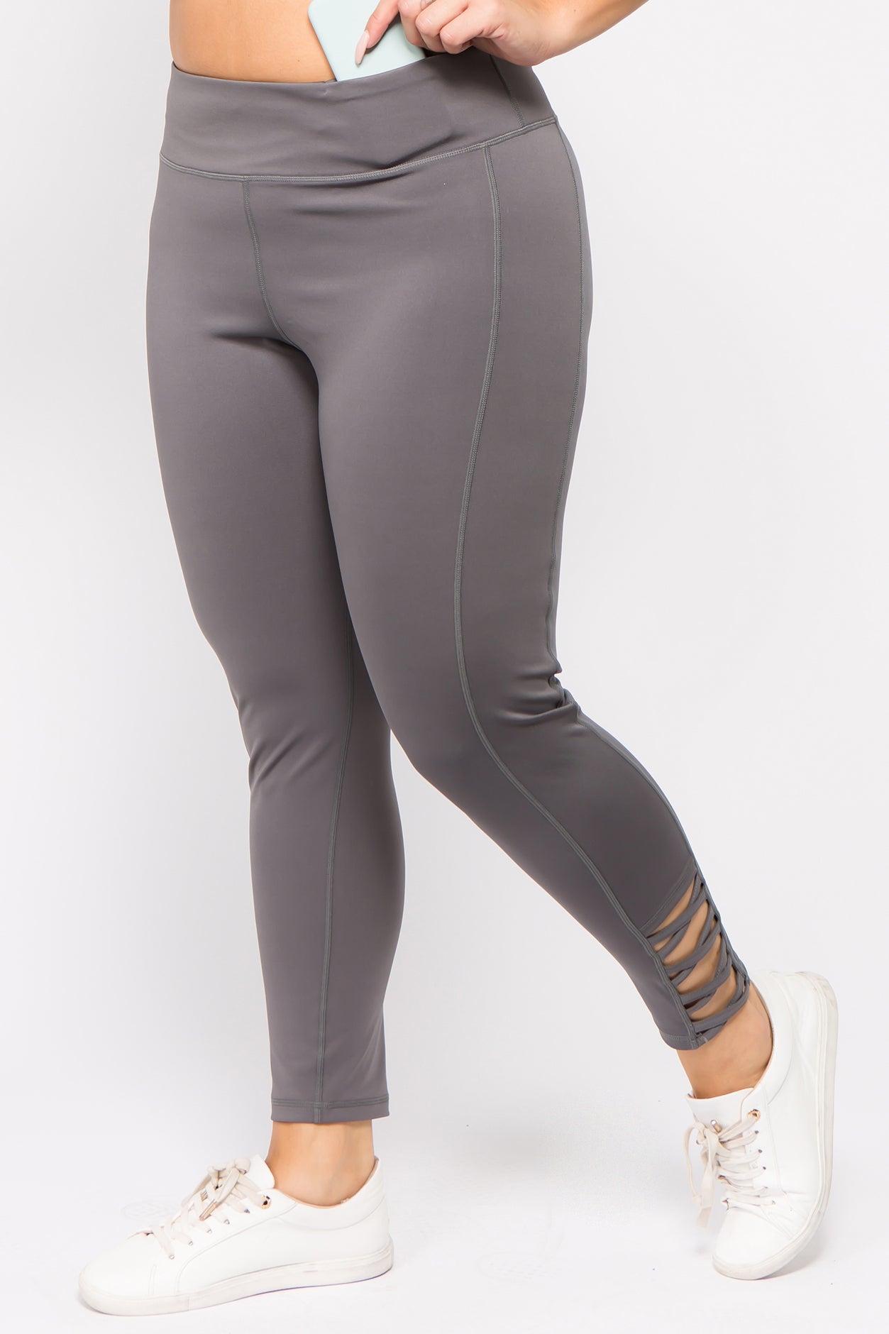 Ankle Lattice Leggings - Charcoal