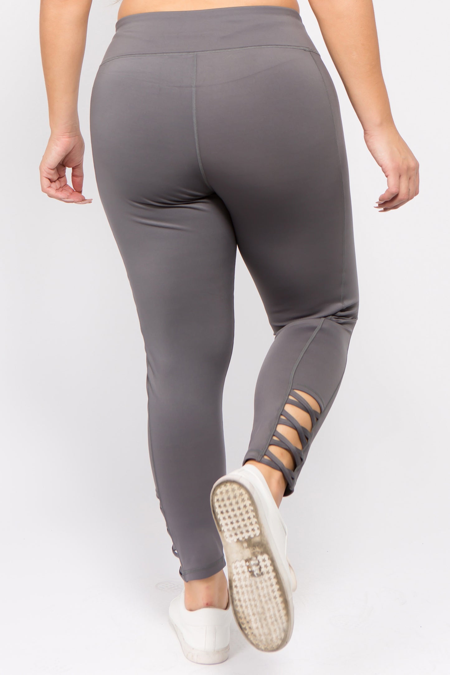 Ankle Lattice Leggings - Charcoal