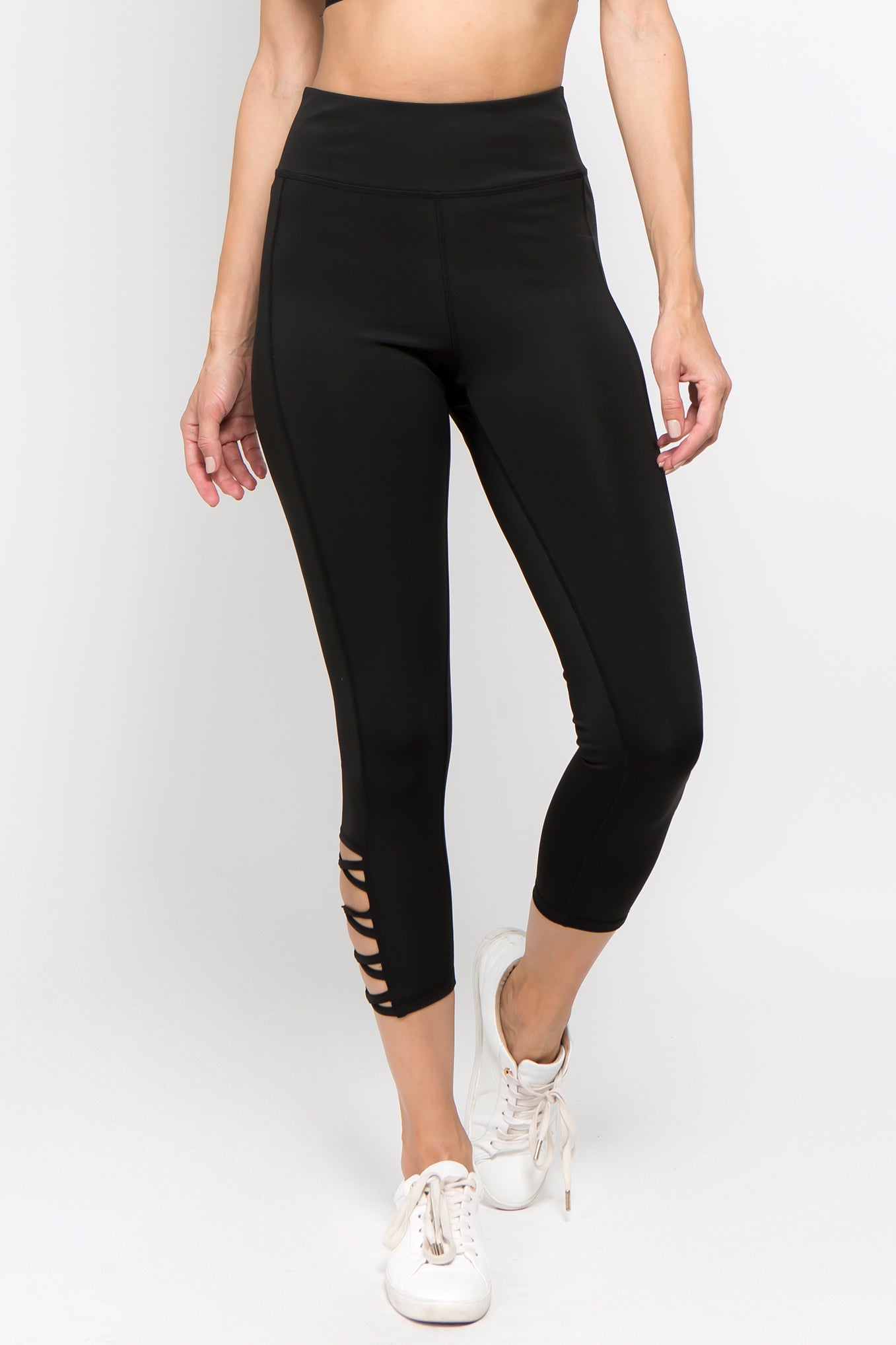Ankle Lattice Leggings - Black