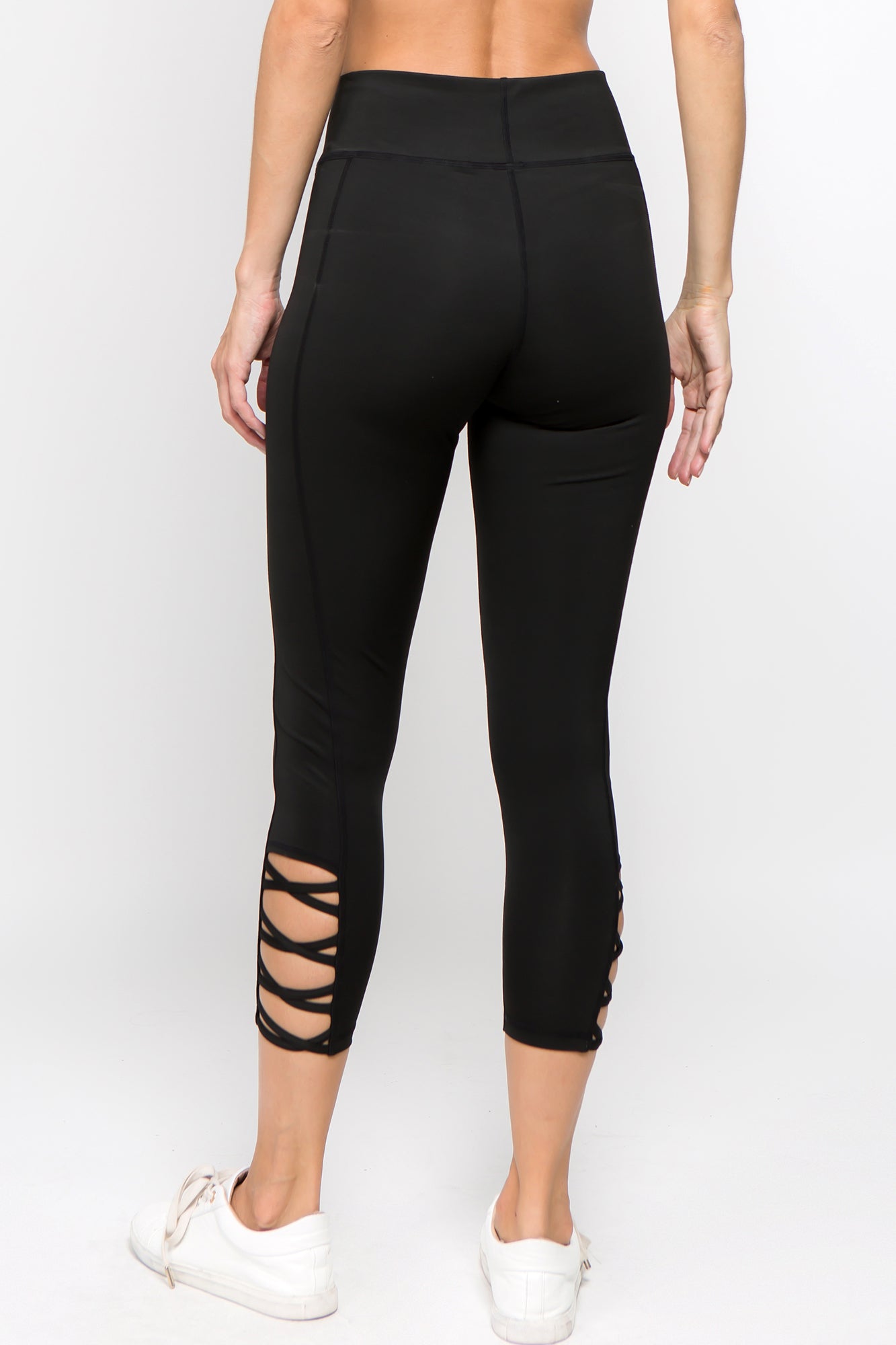 Ankle Lattice Leggings - Black