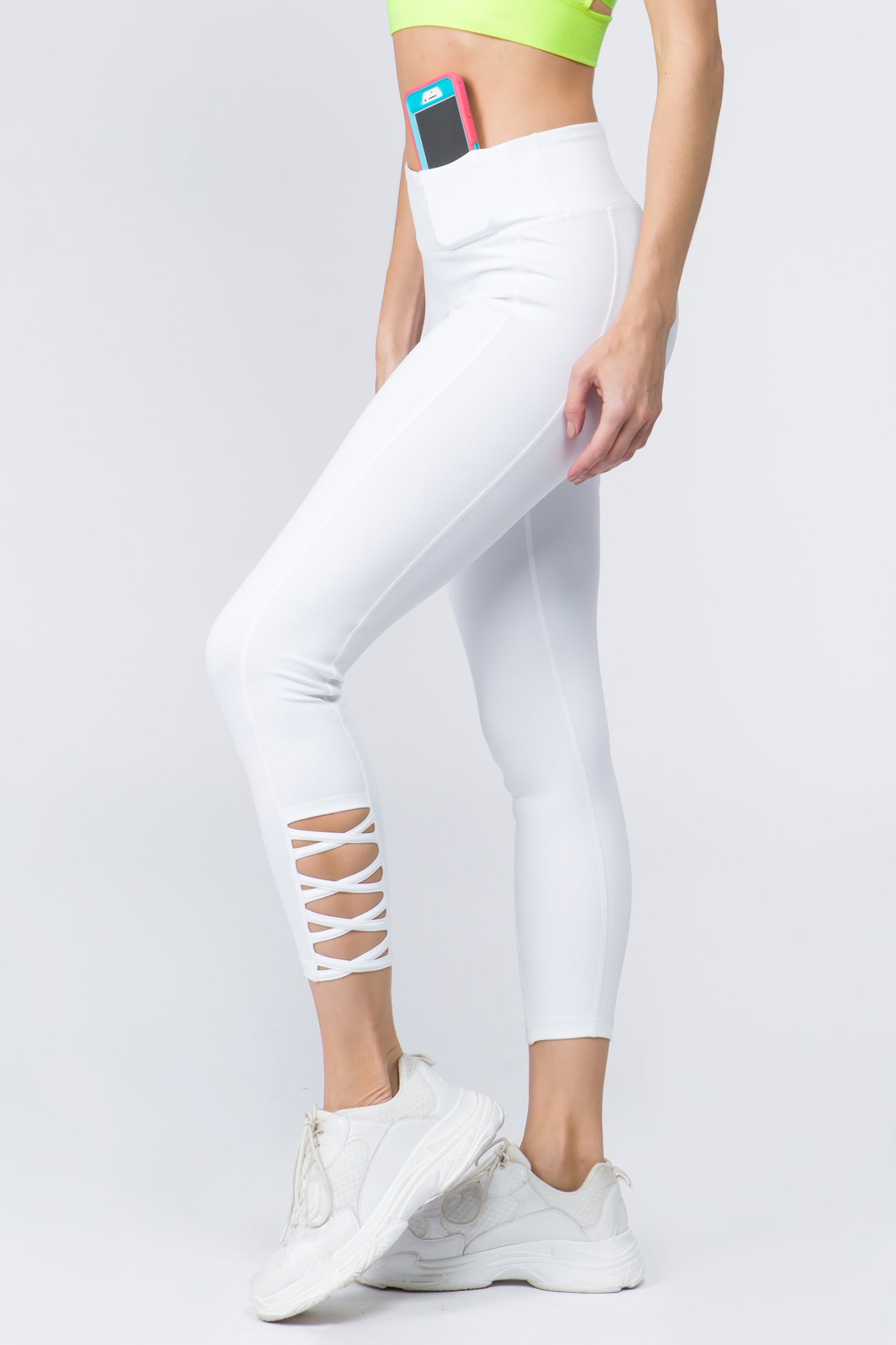 Ankle Lattice Leggings - Bright White