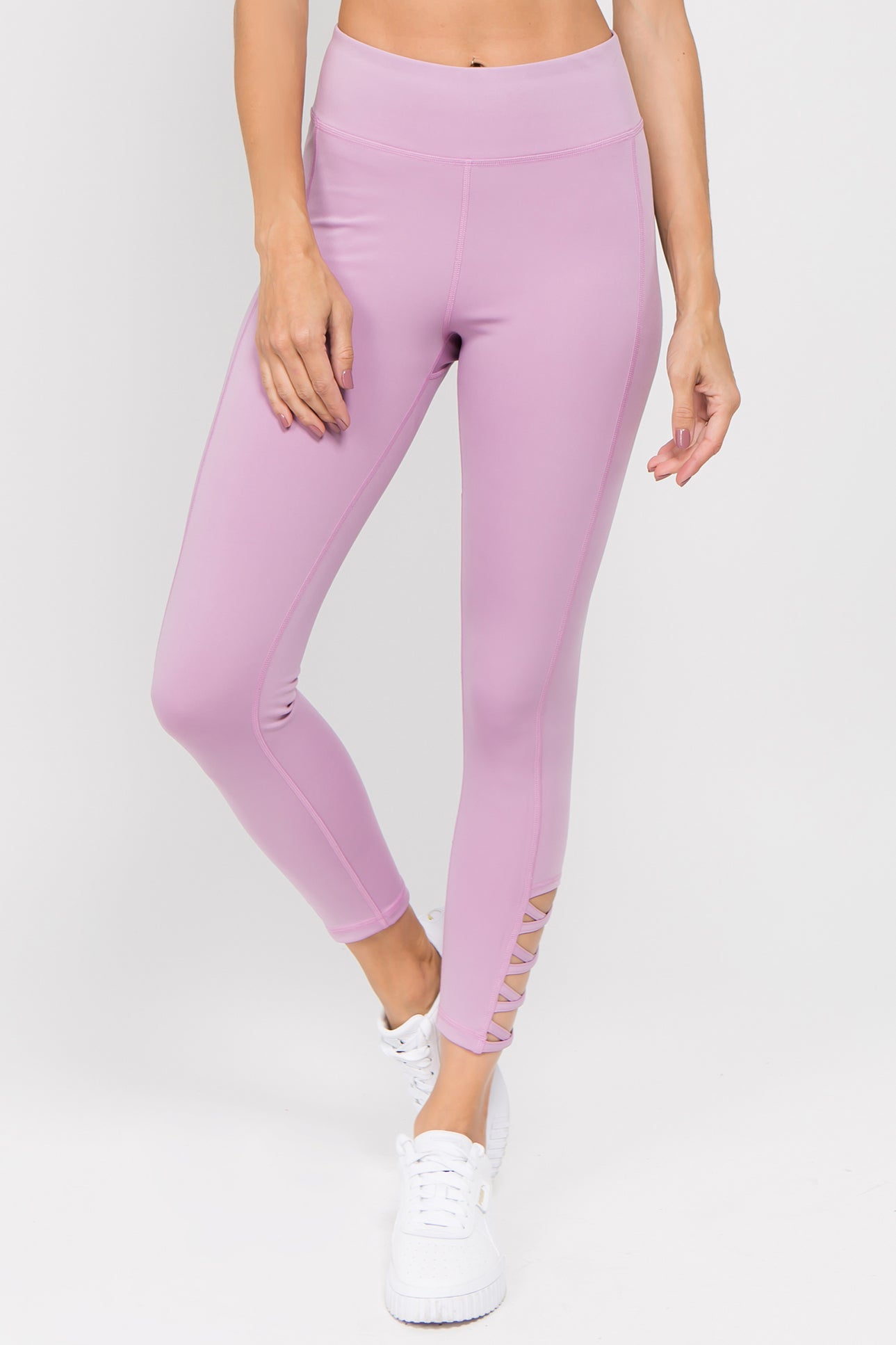 Ankle Lattice Leggings - Lavender