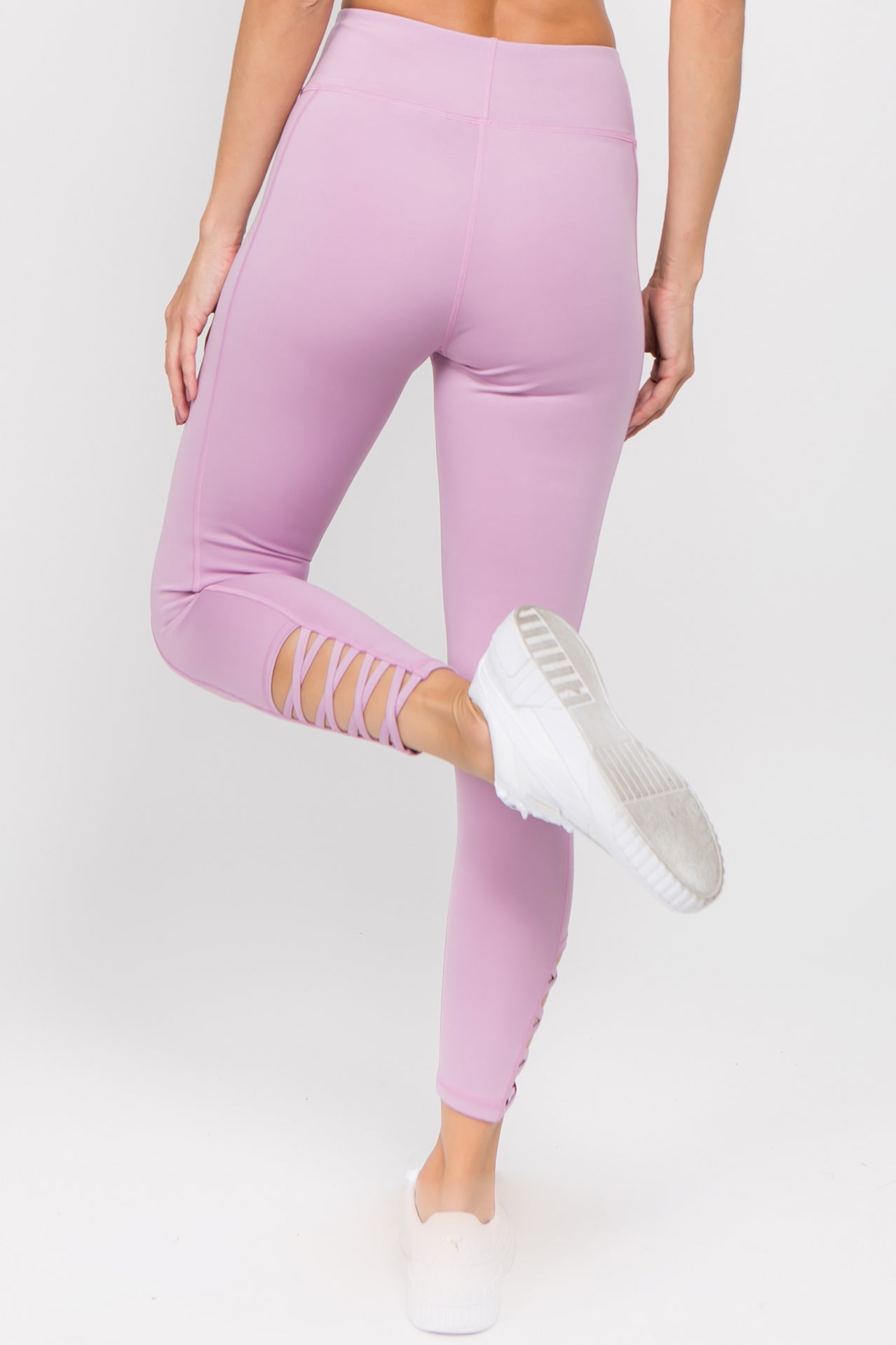 Ankle Lattice Leggings - Lavender