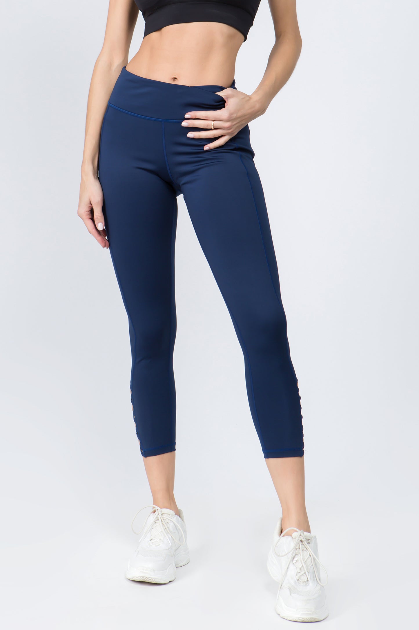 Ankle Lattice Leggings - Navy