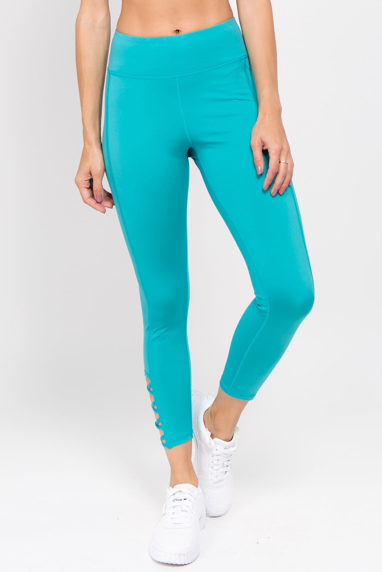 Ankle Lattice Leggings - Peacock