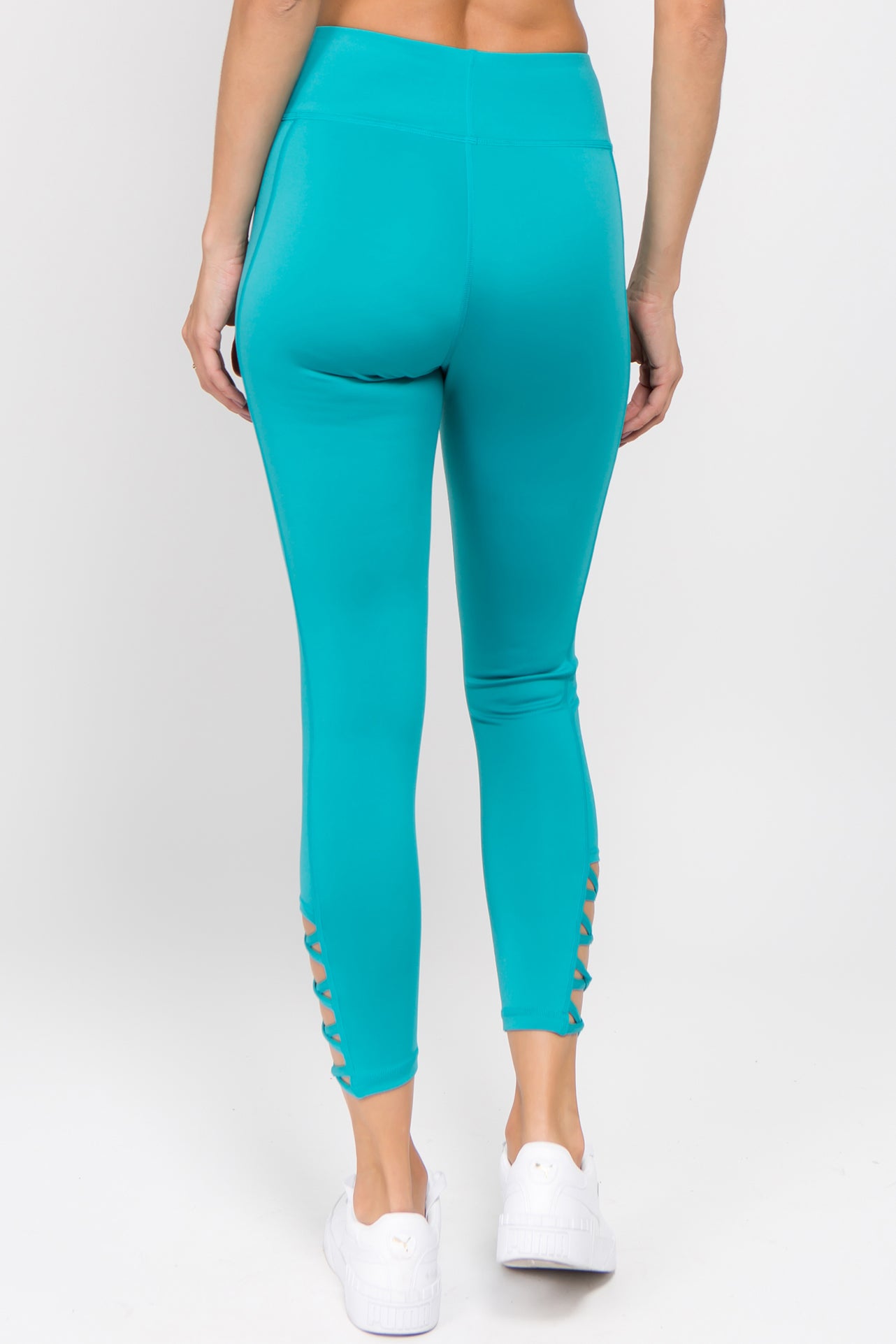 Ankle Lattice Leggings - Peacock
