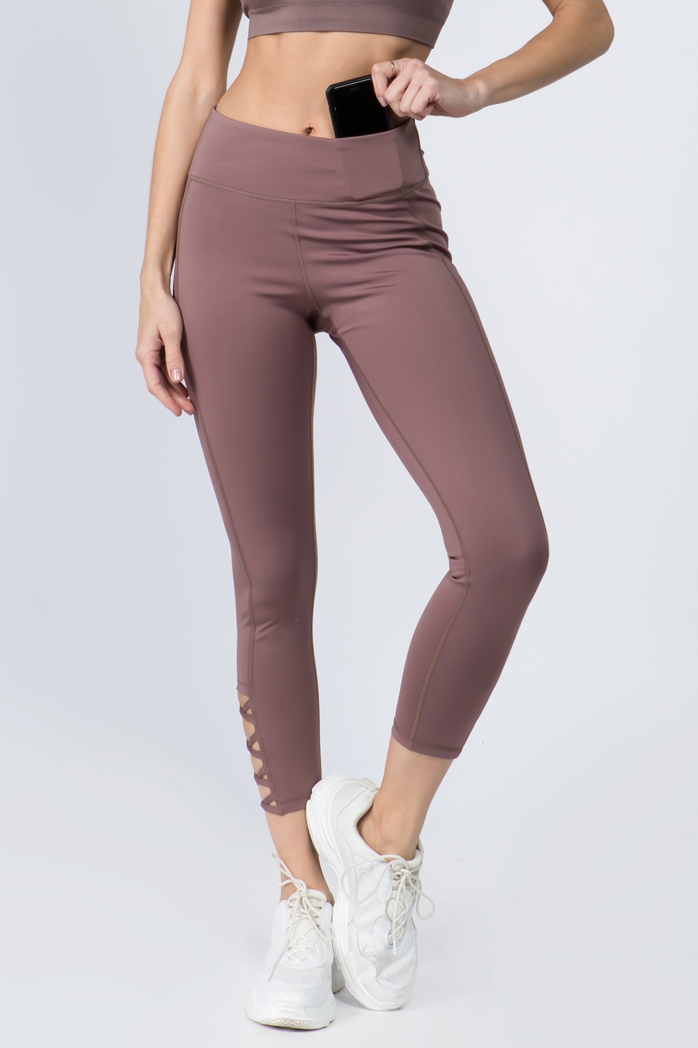 Ankle Lattice Leggings - Smokey Mauve