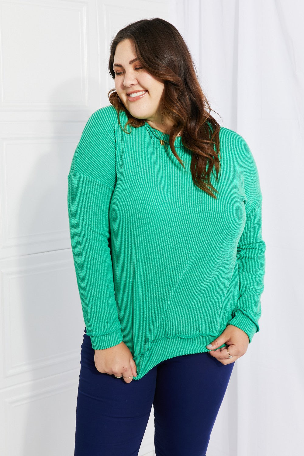 Livin' Life Ribbed Top - Kelly Green