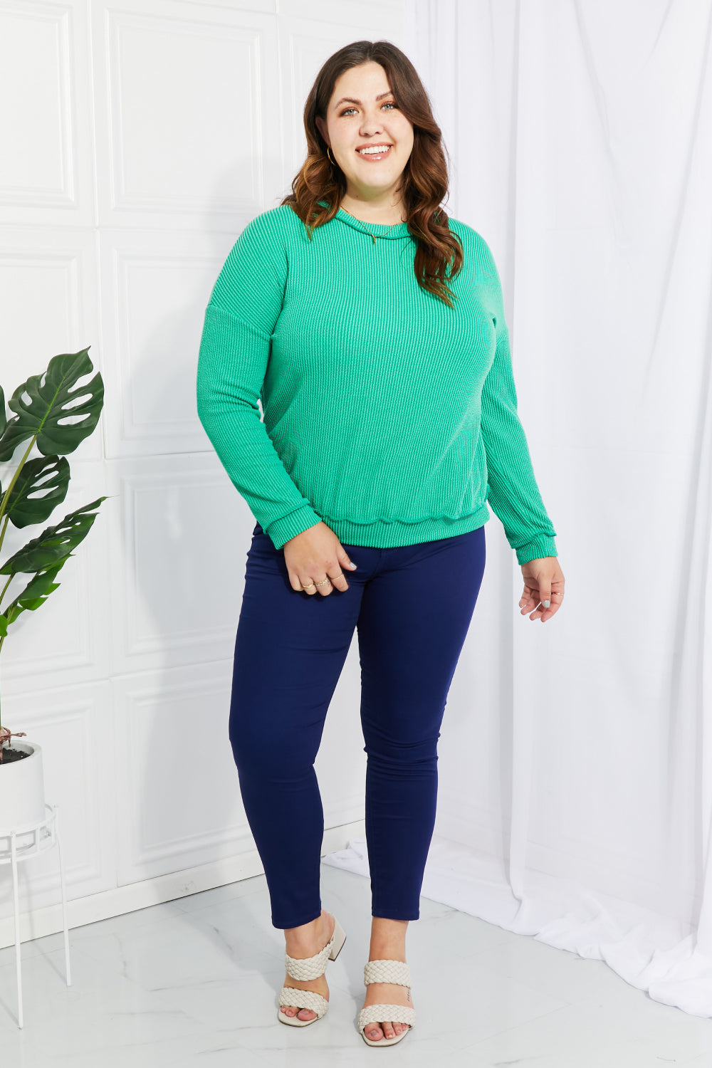 Livin' Life Ribbed Top - Kelly Green