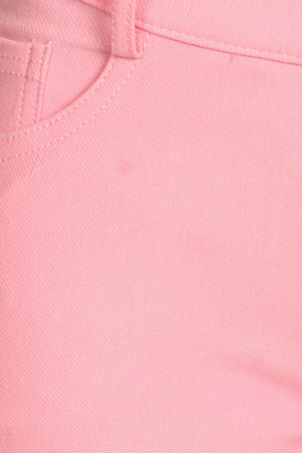 Double Take 5 Pocket Capri Jeggings - Light Pink