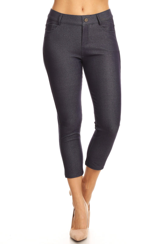 Double Take 5 Pocket Capri Jeggings - Navy