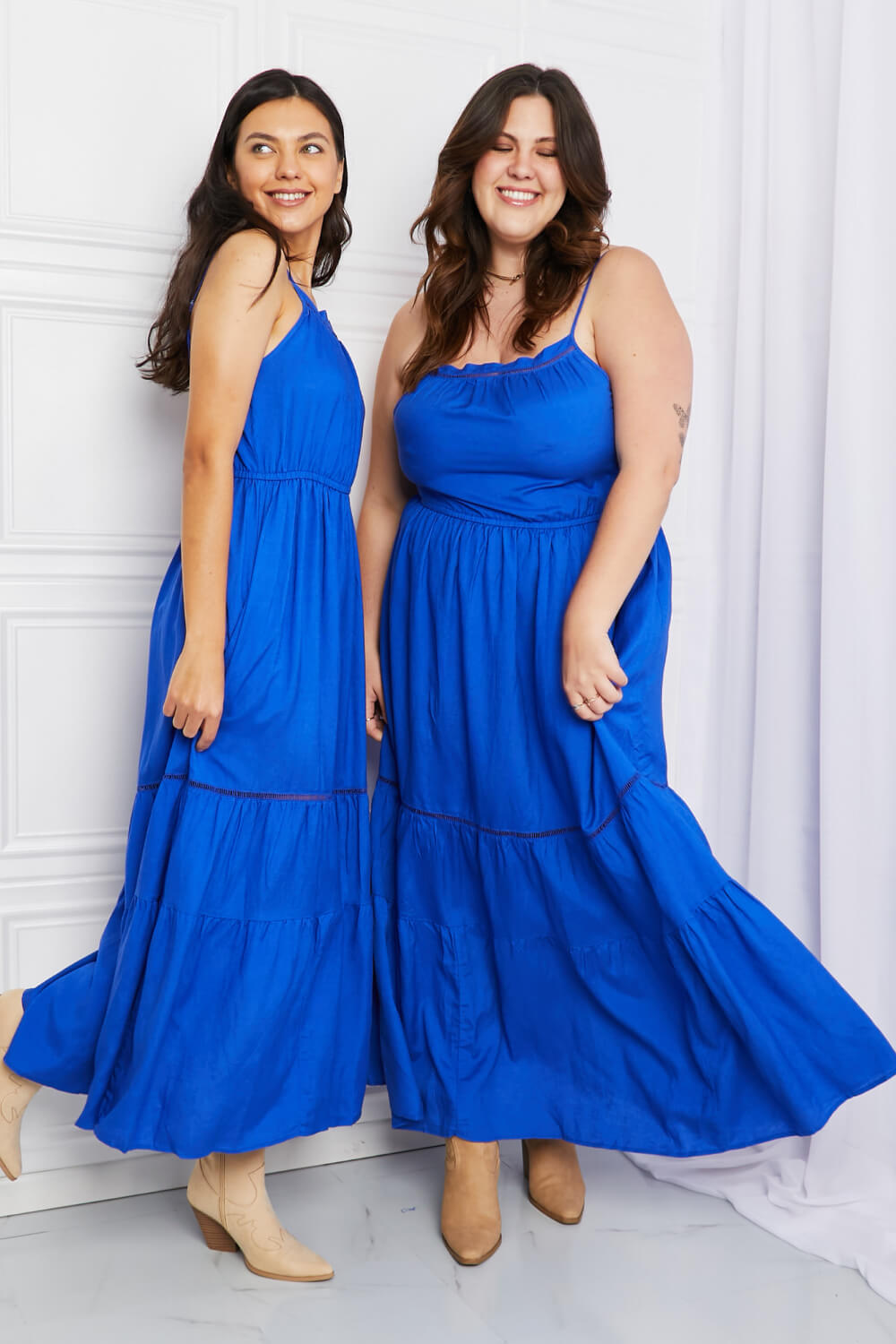 Women's Strappy Tiered Maxi Dress - Royal Blue