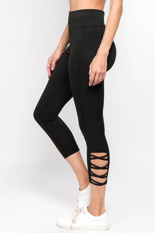 Ankle Lattice Leggings - Black