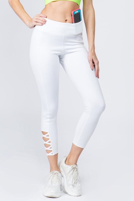 Ankle Lattice Leggings - Bright White