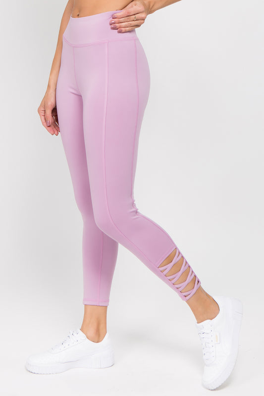 Ankle Lattice Leggings - Lavender