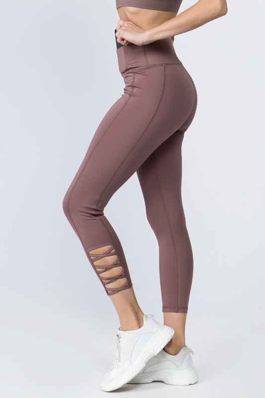 Ankle Lattice Leggings - Smokey Mauve