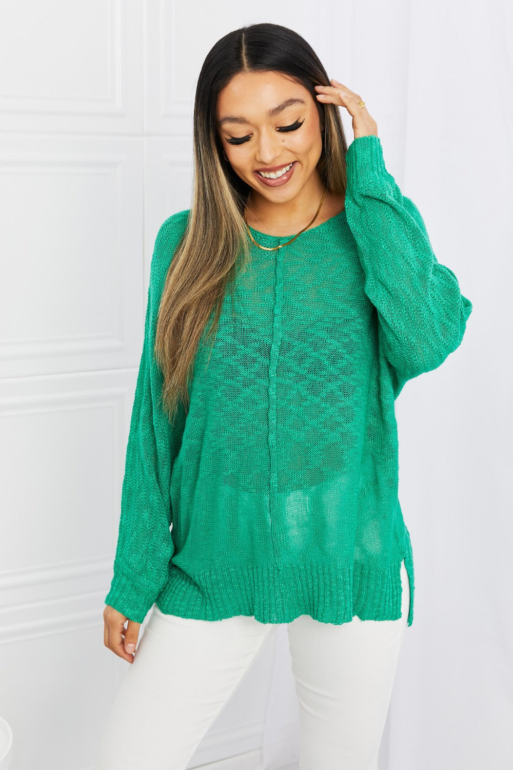 Exposed Seam Knit Top - Kelly Green